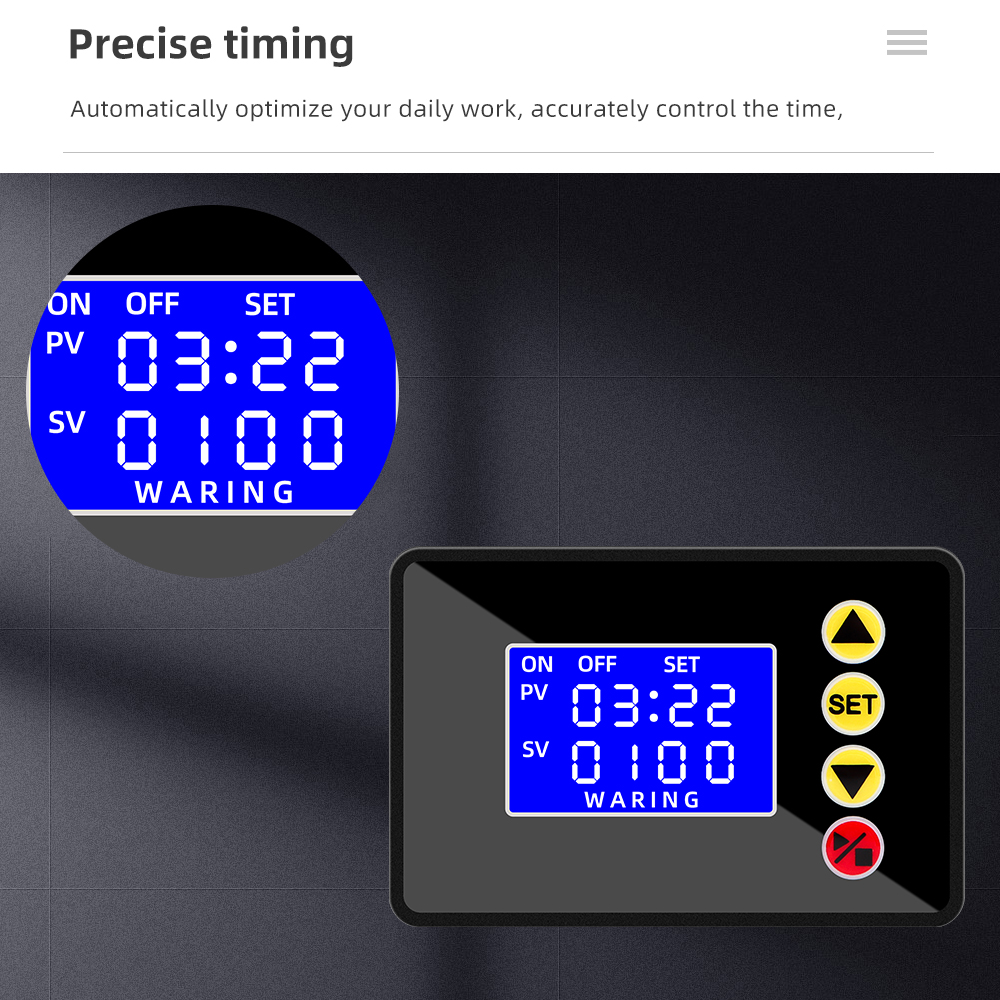Tidstimer mikrodator tidskontroller  ac 110-220v dc 12v 24v- timmarsräknare lcd digital display programmerbar timer tidsgrafik