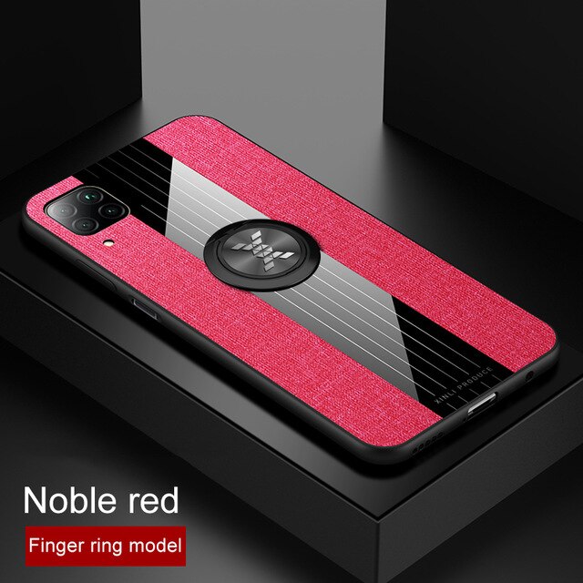 Für huawei p40 lite fall luxus magnetische ring halter tuch stoff stoßfest zurück abdeckung für huawei p 40 lite licht coque fundas: Red With Ring