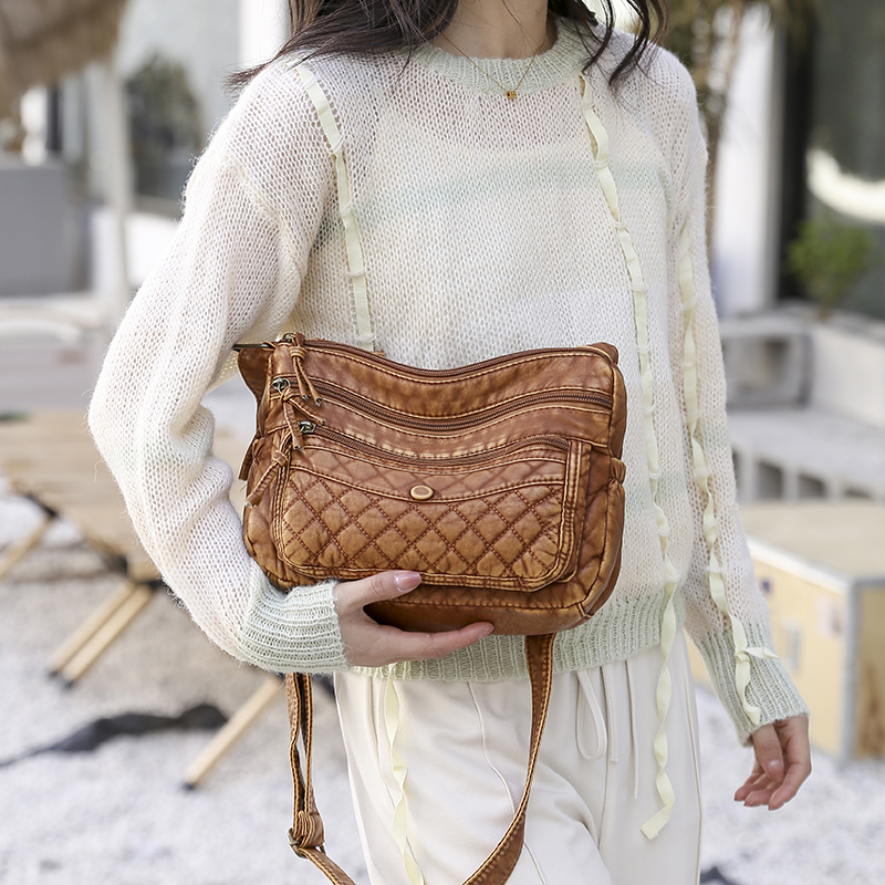 Vintage Tas Voor Vrouwen Zachte Pu Lederen Crossbody Tas Grote Capaciteit Tassen Multi Pocket Schoudertas 2022 Vrouwelijke Retro handtas