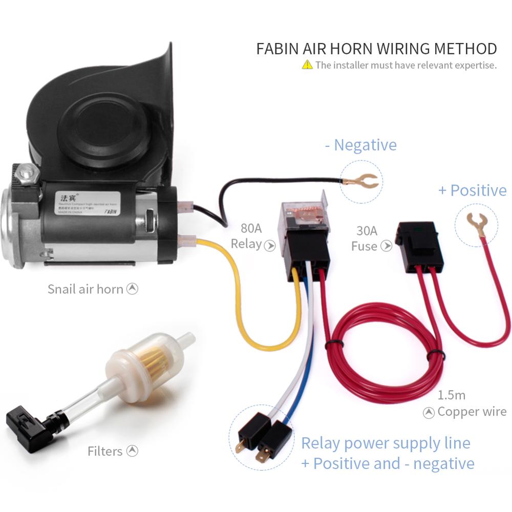FARBIN Compact Air Horn mit Kompressor 12V/24V 150db Schnecke Elektrische Auto Horn Super Laut mit Verdrahtung harness