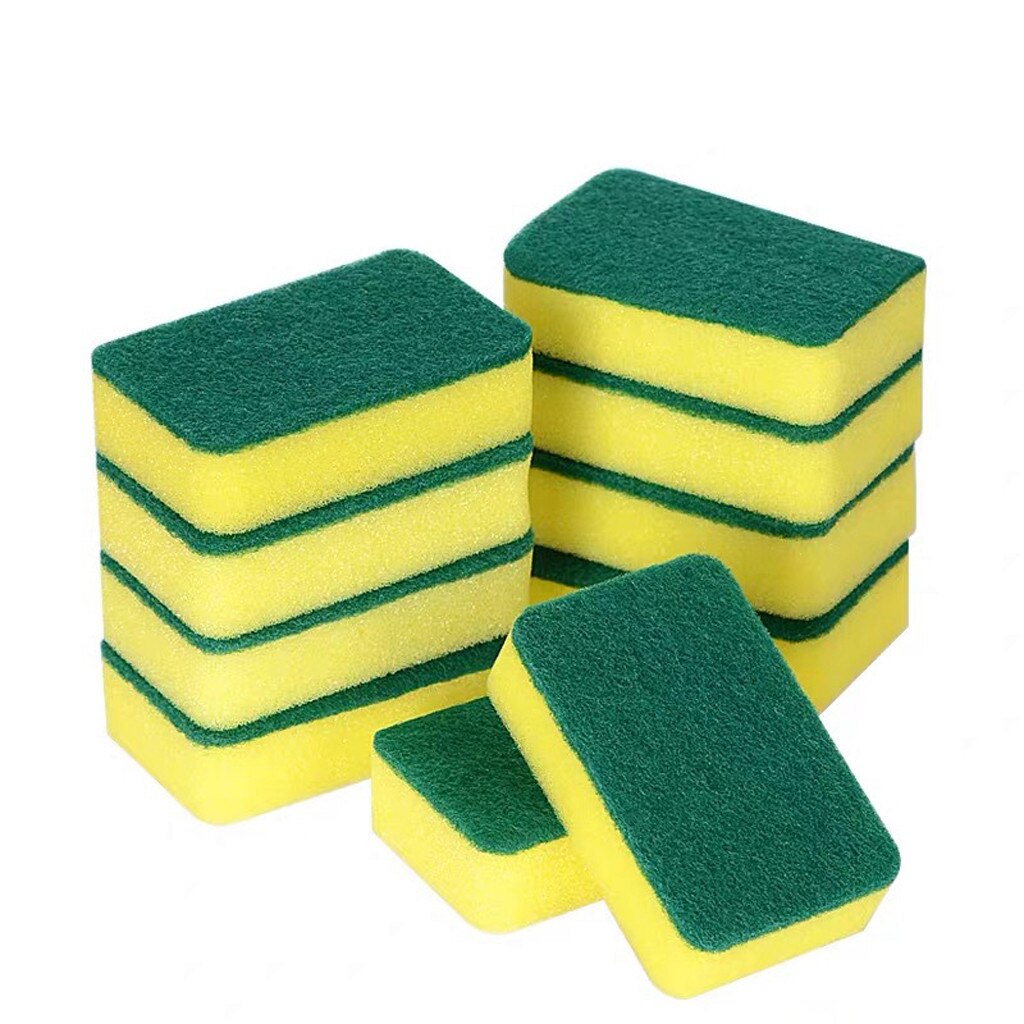 14 pièces éponges de nettoyage de cuisine Non-égratignure pour plat gommage microfibre éponges ménage Double nettoyage chiffon brosse