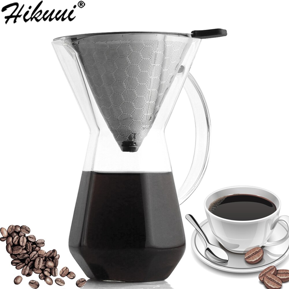 Dubbele Laag Koffie Filter 304 Rvs Drip Koffie Houder Trechter Manden Herbruikbare Coffe Filters en Stand Koffie Filter