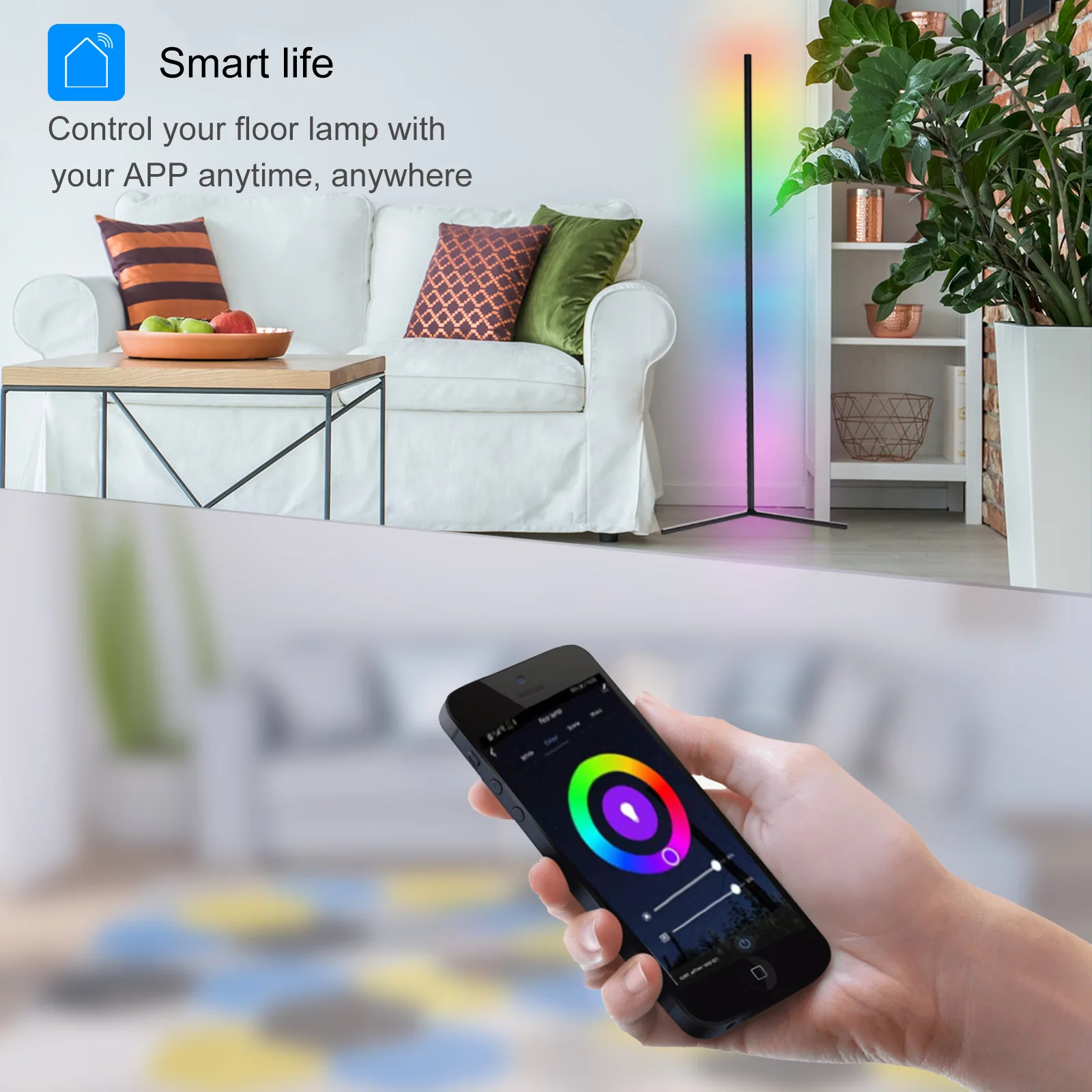 Tuya rgb led gulvlys, colorido, kontrol fjernbetjening, aplicação inteligente, ambiente de manto moderno , 160cm