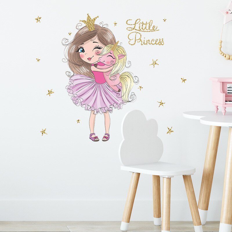 Zwaan En Dansen Prinses Muurstickers Baby Meisje Slaapkamer Decoratie Vinyls Huis Muur Decor Kinderkamer Decoratie Stickers