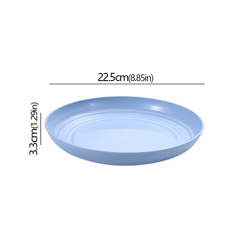 Wheat Straw Solid Color Round Plates Salad Dessert Dinner Reusable Microwave Safe Anti Fall And Shatter Plates Fruit Plate: PURPLE