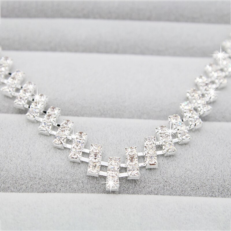 Frauen Halskette Ohrring Set Braut Hochzeit Prom Schmuck Glänzenden Strass Elegante edelstahl schmuck sets für frauen