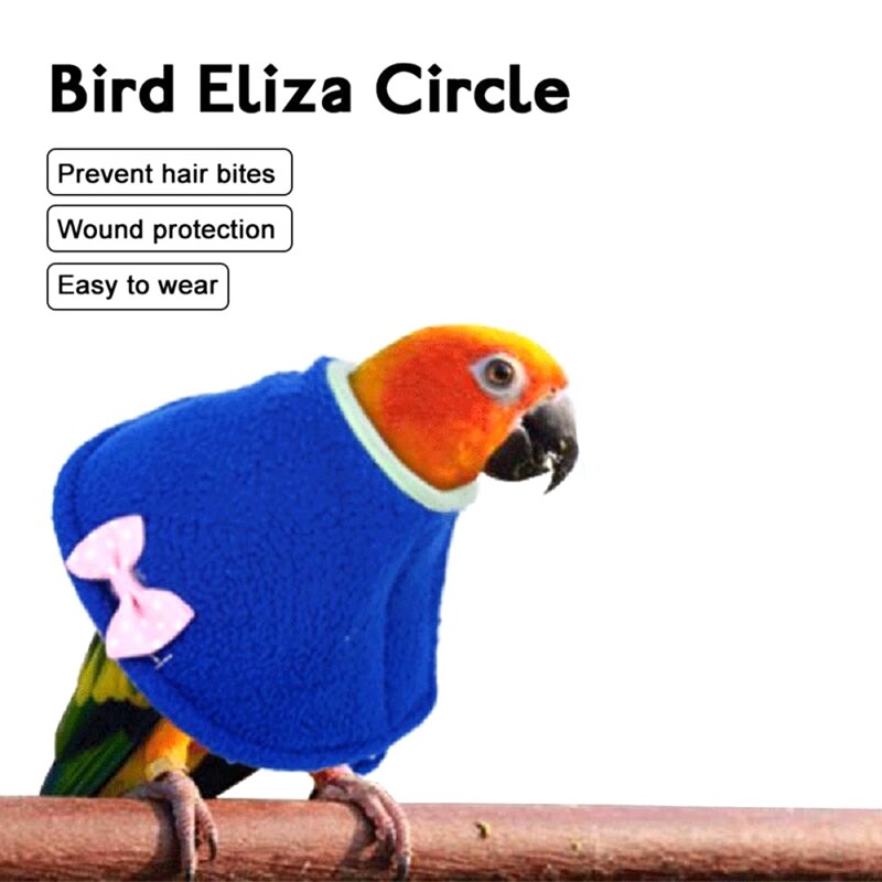 -2PCS isabelino círculo loro babero capa para pájaros Anti-mordida y Anti-Pecking Collar de protección azul