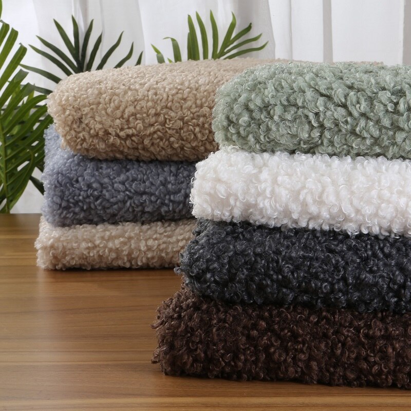 Soft and large-grained sheep curly wool thickened looped wool and lamb wool garment handmade Faux plush fabric for clothes