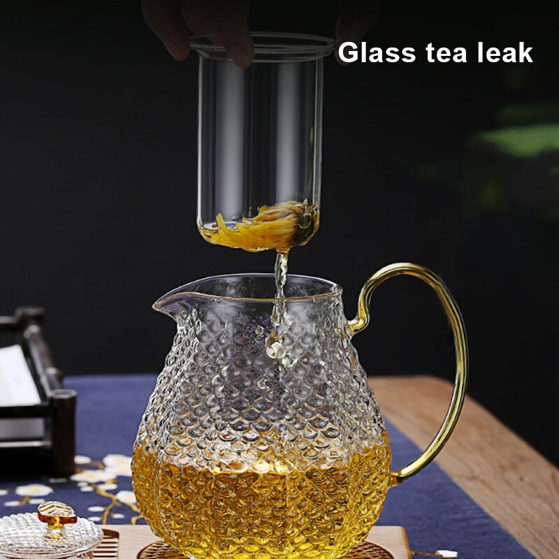 Thickened Glass Teapots and 3 Cup Household Heat-Resistant Clear Teapots Tea Maker Tea Set E2S