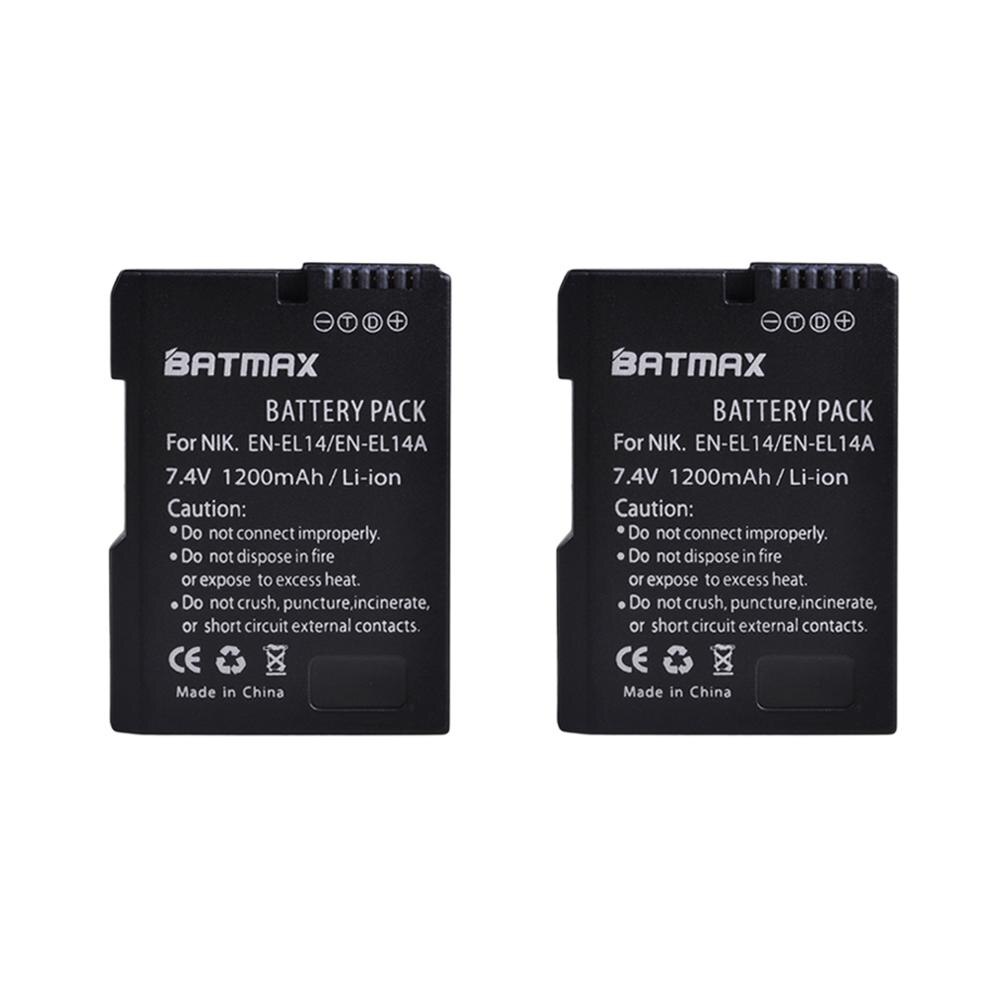 2 uds. EN-EL14 EN EL14 EN EL14a batería + LED cargador USB incorporado para Nikon D3500, D5600, D3300, D5100, D5500, P7100,P7700 P7800: 2Pcs