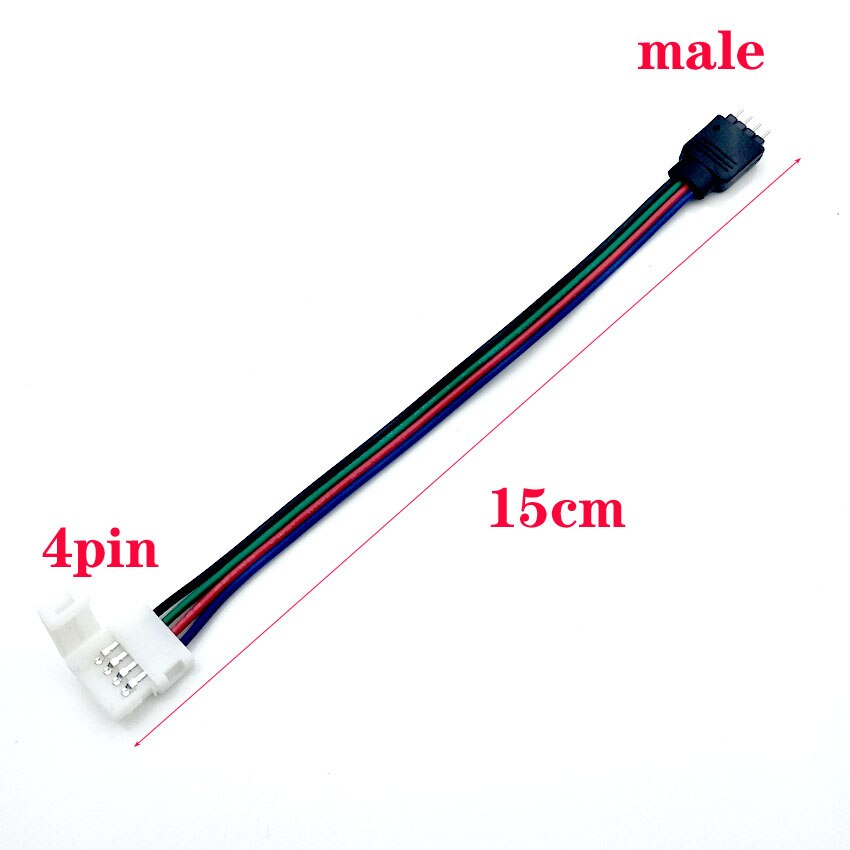 5 pces 4pin 5pin 10mm 12mm led strip conector clipe fêmea conector cabo 15cm fio para 5050 rgb rgbw rgbww led luz de tira