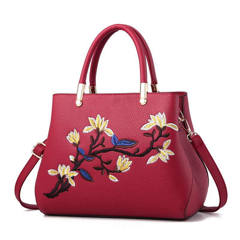 Bellishly Dame Bloemen Patroon Modis Handtassen Damesmode Torebki Takken Tassen Schouder Messenger Pack Vrouwelijke Louis Sac: deep red