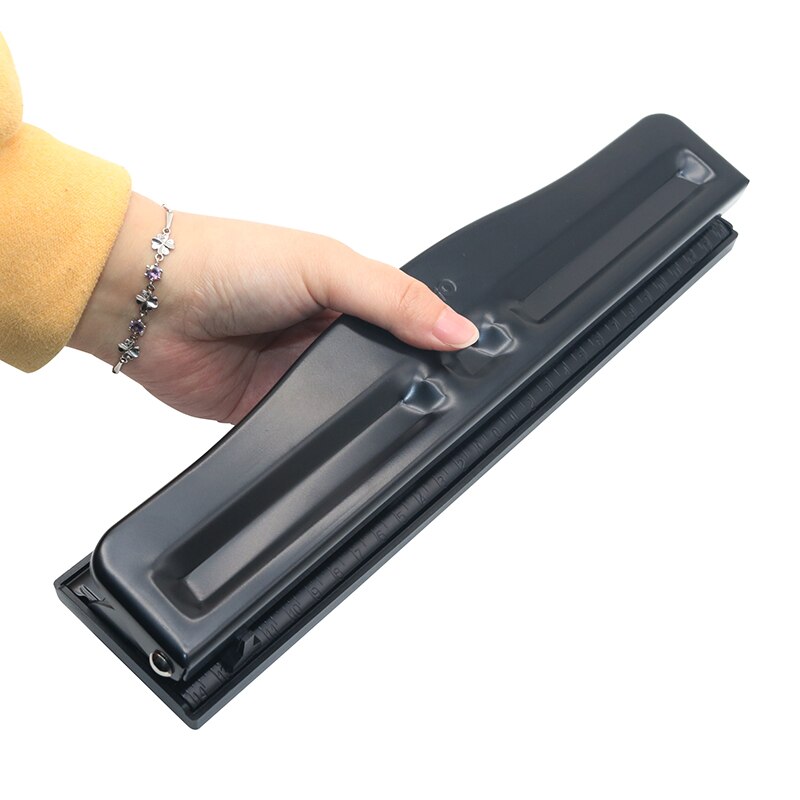 Adjustable Desktop Metal 4-Hole Punch 10 Sheet Capacity Paper Hole Puncher with Scraps Collector Reduced Effort for Office Home