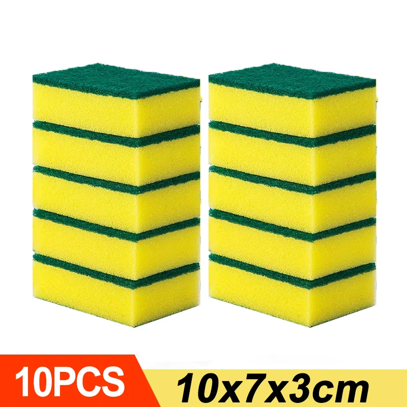 Esponja de lavar louça dupla face altamente absorvente pote de cozinha pratos esponjas de limpeza limpar escova de limpeza doméstica atacado: YELLOW