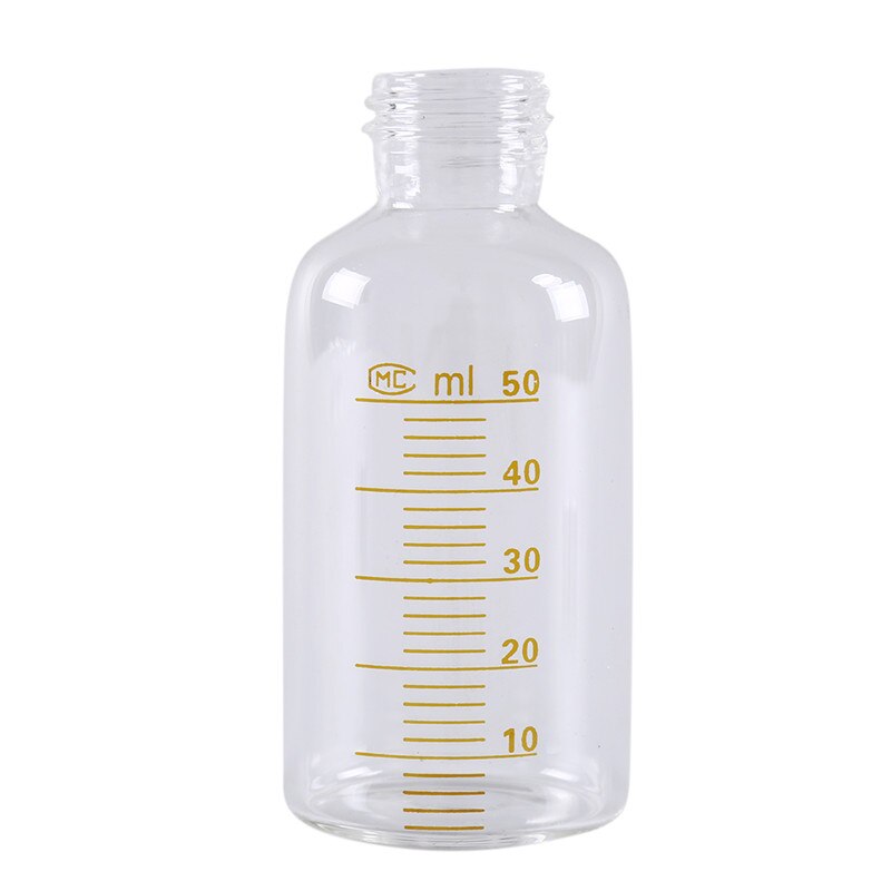 50ml ronde glazen reagensflessen, plastic zwarte schroefdop, schroefdeksel, schaalverdeling, monsterflesjes