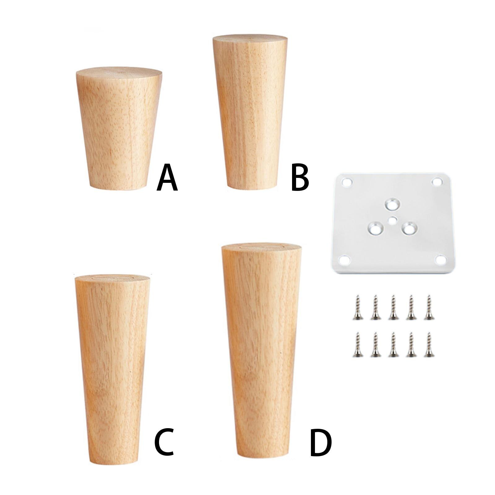 4Pcs Wooden Furniture Legs with Hardware Kit Replacement for Desk, Coffee Table, Lounge, Cabinet, Sofa