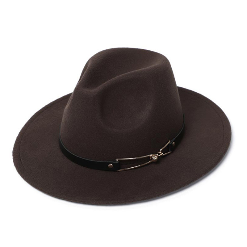 Zimowe filcowe kapelusze Fedora męskie imitacja wełny kościelna moda jesienna szerokie rondo topowe kapelusze damskie filcowy kapelusz: Khaki