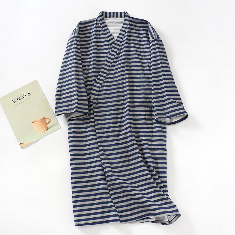 Bata de algodón de gasa para hombre, Kimono japonés Yukata fino suelto, pijama con capucha y cuello en V, novedad de 100%: M / Gris oscuro