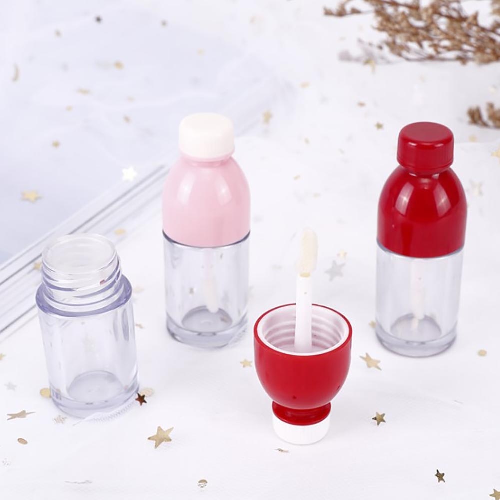 20 Stuks Roze Drank Fles Vormige Lege Lip Gloss Tube Containers Clear Mini Hervulbare Lippenbalsem Flessen Met Rubber Inzetstukken