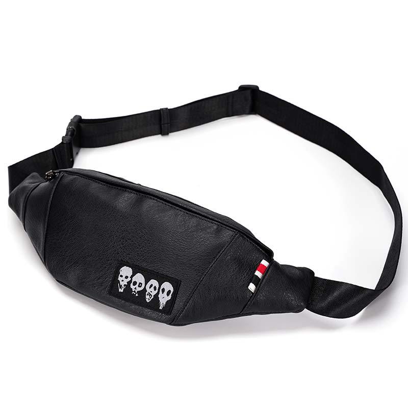 Unisex heuptas pu leren heuptas dames heuptas schedel punk borsttas heren zwarte telefoonhoes tas