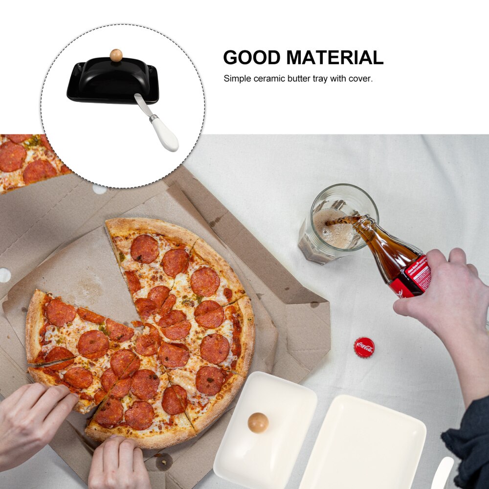 1pc Butter Dish with Lid Ceramic Butter Box Butter Container with Cutter