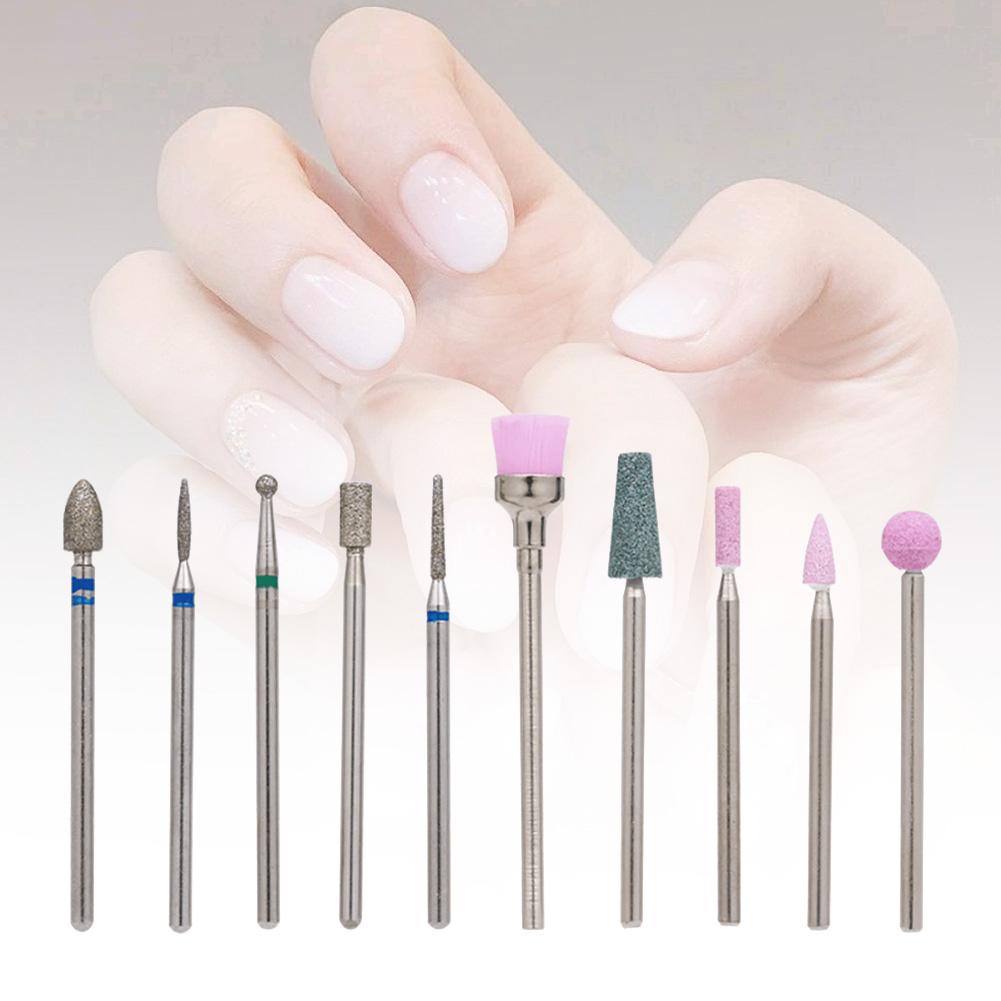 10Pcs Slijpen Nail Art Boor Bits Manicure Pedicure Polijsten Frezen Hoofd Kit Nagel Boren Manicure Machine Accessoires