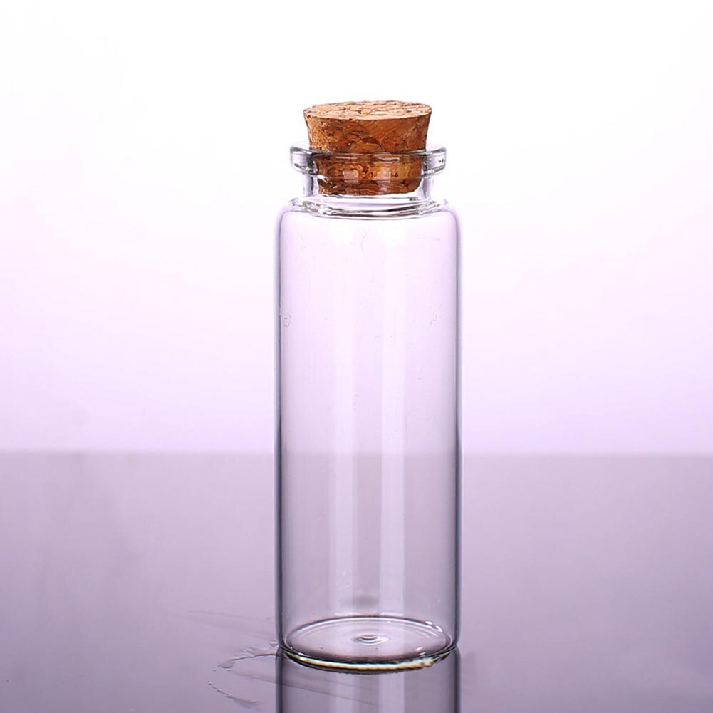 5Pcs 10/15/20/25/30/40/70ml Clear Cork Stopper Wishing Empty Glass Bottle Vials
