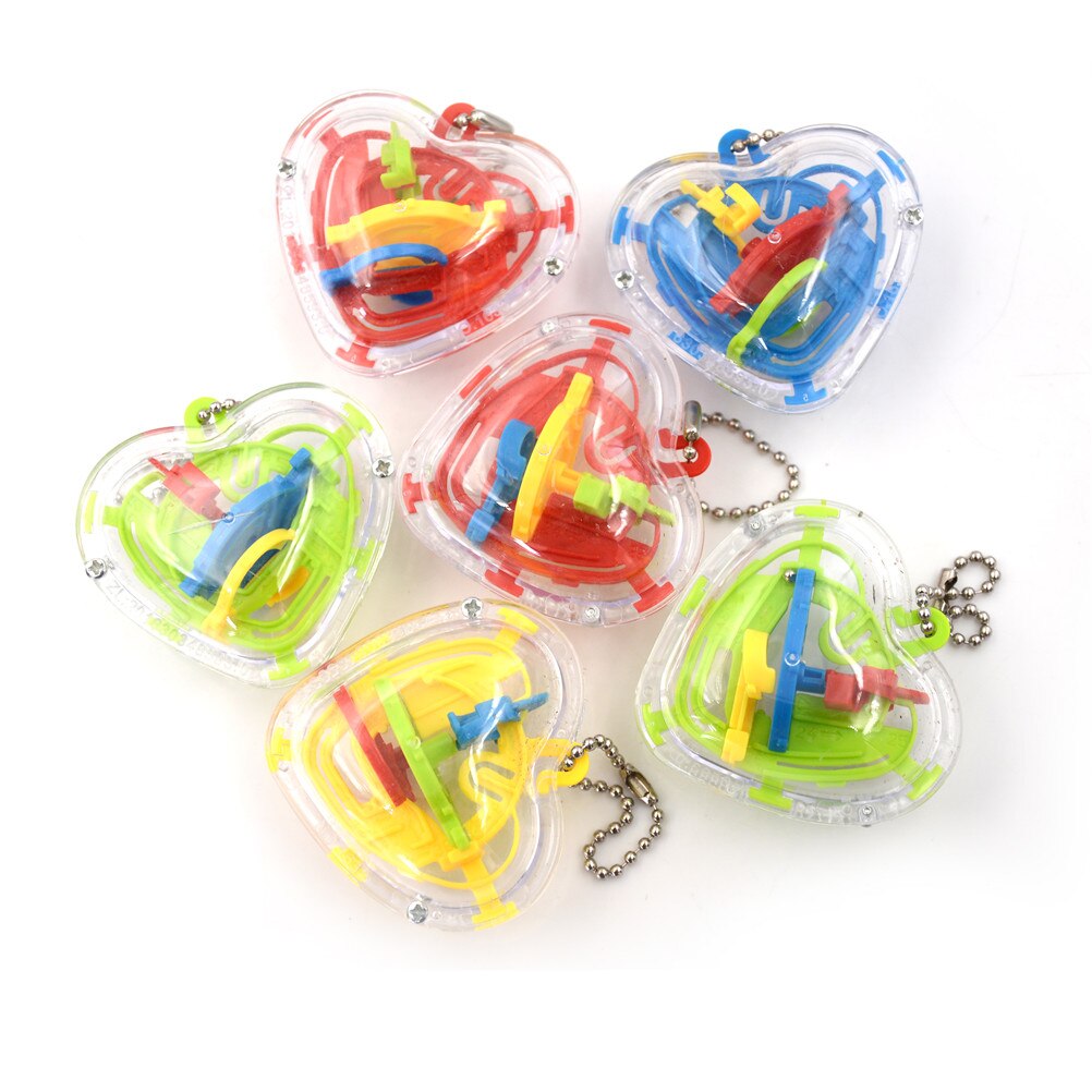 1Pcs 3D Metalen Puzzel Bal Speelgoed 3D Magische Kubus Intellect Doolhof Bal Hart Magic Cubo Speelgoed Voor Kinderen Key ketting Spinner