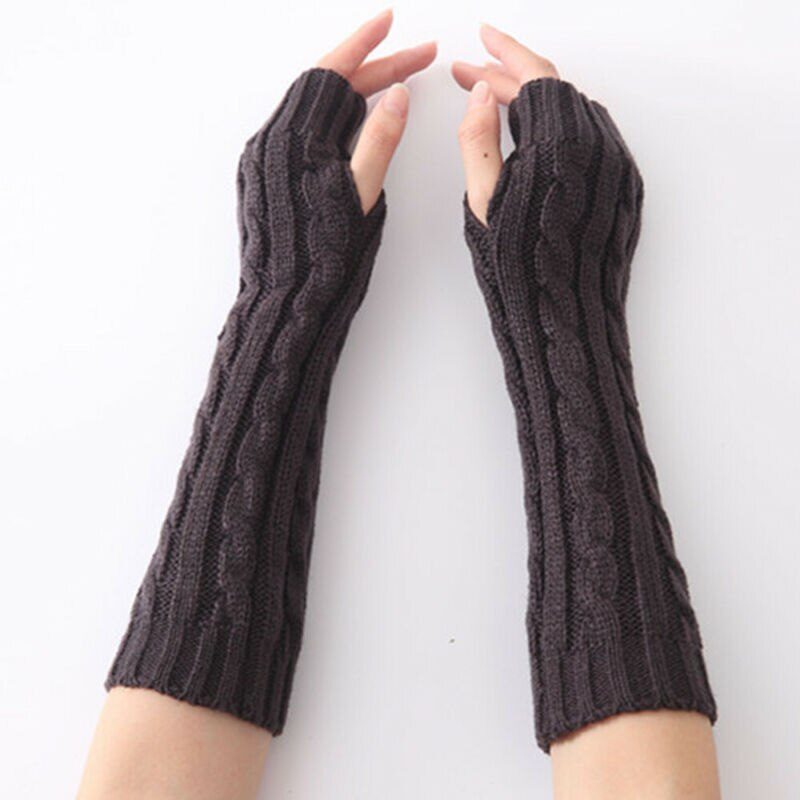 Nova marca feminina braço warmer 1 par feminino algodão para cabo de malha quente inverno manga sem dedos luvas sólido outono inverno quente 2019