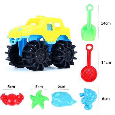 Strandzeef Set – 4 Stuks, ABS-kunststof, Rood, Blauw, Geel, Groen, Met Netzak, Voor Zand, Sneeuw, Zomer, Strand En Achtertuin