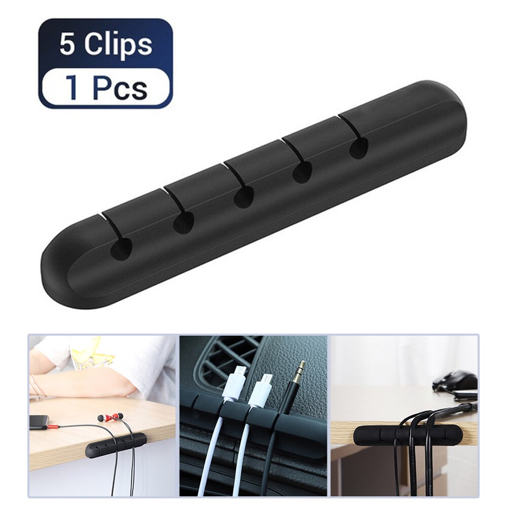 Cable wire organizer, desktop fixed cable organizer silicone multifunctional wire fixing device home office storage: 5-holes