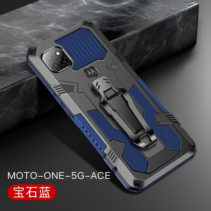 Rüstung Fall Für Moto Eine 5G Ace Fall Stoßfest Gürtel Clip Holster Abdeckung Für Motorola Moto G 5G fundas Moto G5g Eine 5G Ace 6.7&#39;&#39;: for Moto One 5G Ace / Blau