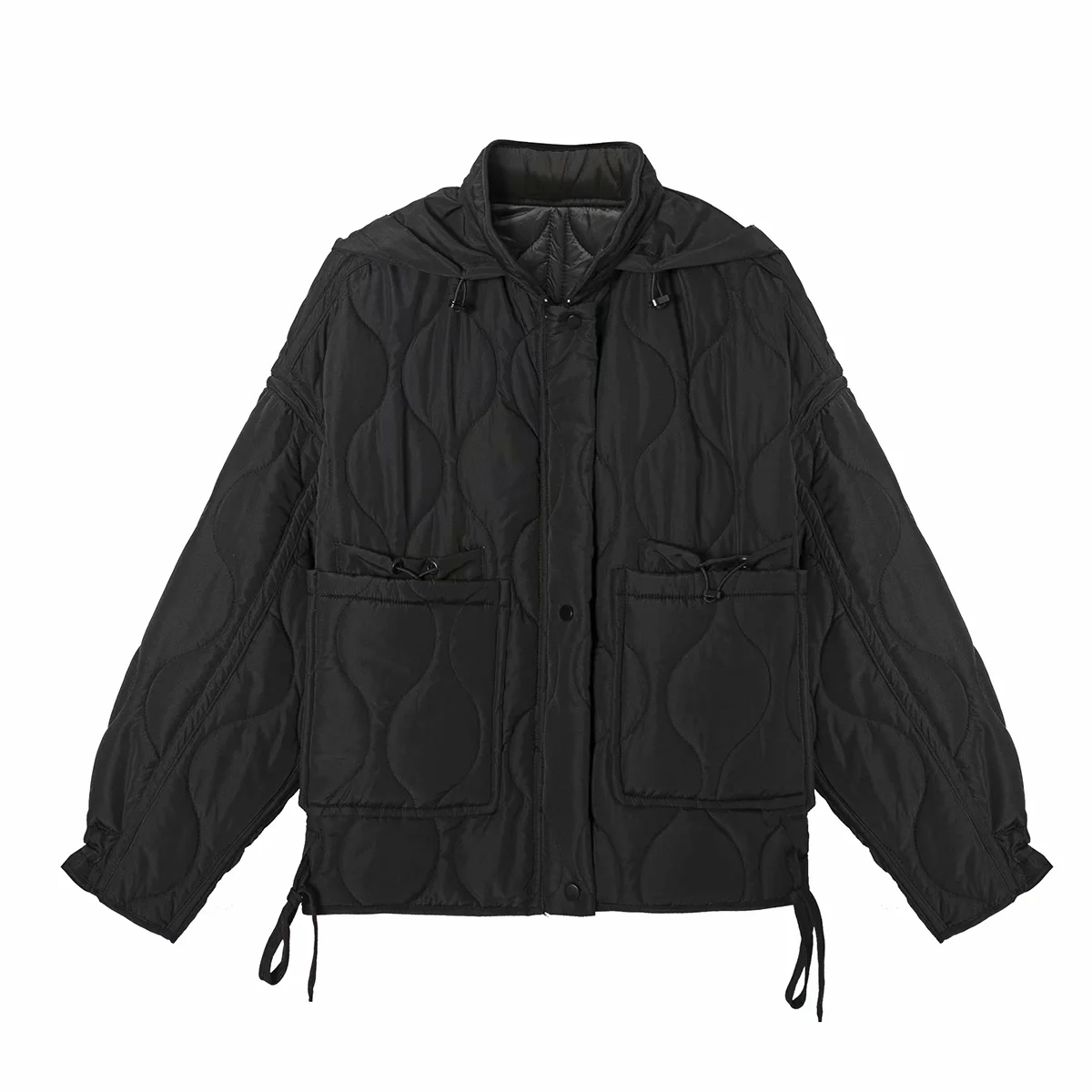 Jaqueta feminina casaco de inverno cáqui jaqueta feminina manga longa outwear sólido com zíper casaco streetwear casaco quente senhoras jaqueta preta: Preto / L
