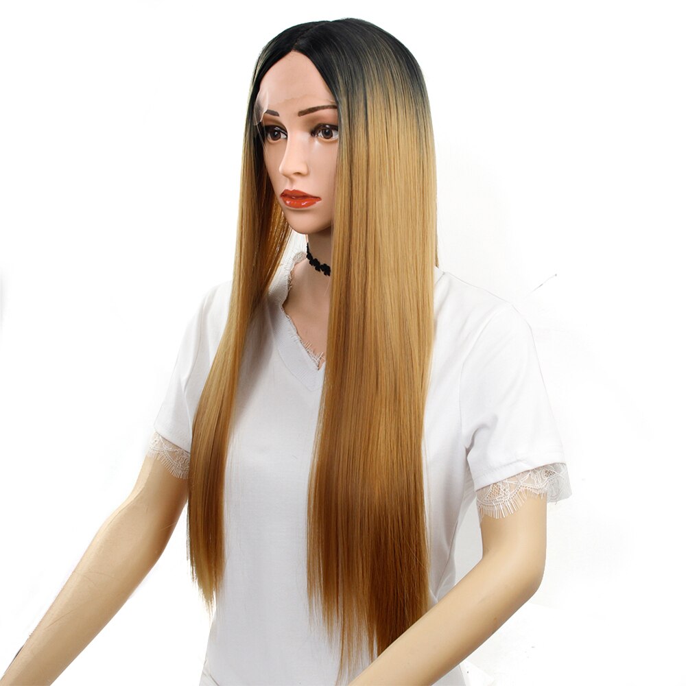 Ombre Blonde lace front wigs For Women Synthetic pink frontal lace wigs Female Long Straight Hair wig for