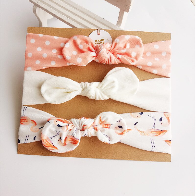 3 Stks/set Baby Meisjes Tulband Hoofdband Haar Accessoires Katoen Konijn Oor Boog Elastische Haarband Baby Prinses Kerst Dag: 2
