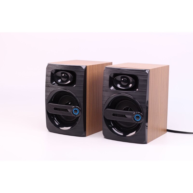 Draagbare mini usb bedrade houten combinatie luidspreker 2.0 multimedia computer luidspreker bas stereo muziekspeler subwoofer luidspreker pc: Houtkleur