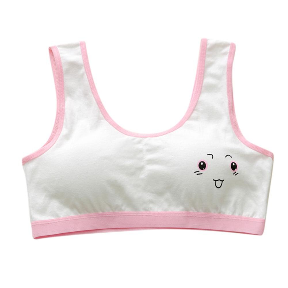 Kidlove Women Cute Cartoon Girl Bra Soft Cotton Underwear Teenage Training Casual Bra for Students 6-12 Years Adolescente