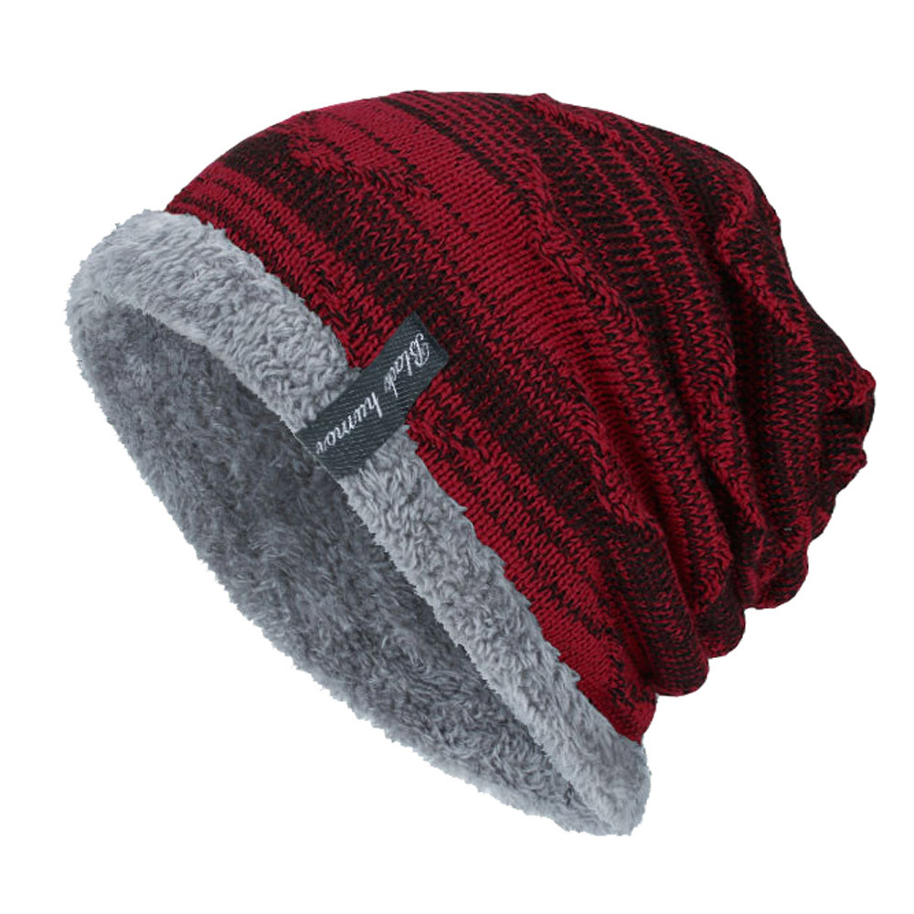 lässig Winter Hütte Männer Beanies Für Männer Kappen Flauschigen Dickes Kalpak Männlichen Herren Winter Kappen Skullies Motorhaube Homme Hiver: Burgunder