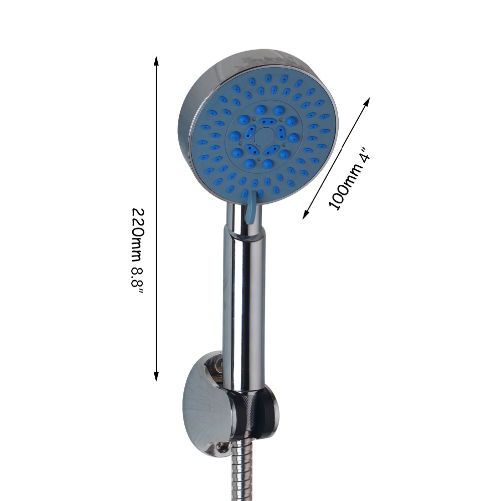 YANKSMART Bathroom Shower Head Set Handheld Combo With Multi-setting Push Dial to Flow Control Shower Head & Hose+Holder Set