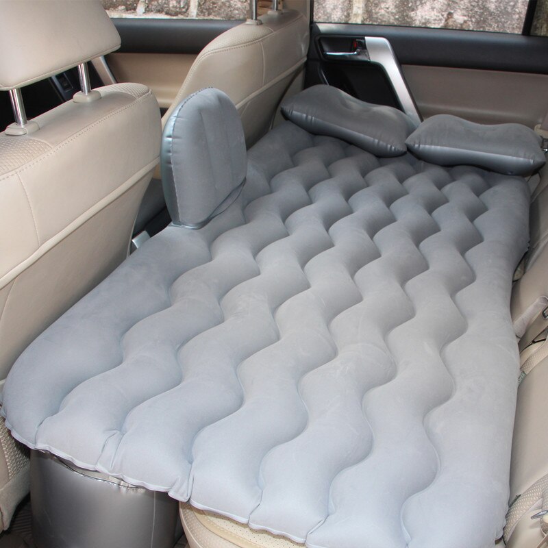 Universel bil rejseseng camping oppustelig sofa automotive luftmadras bagsædestøtte pude hvile soveunderlag tilbehør: Grå