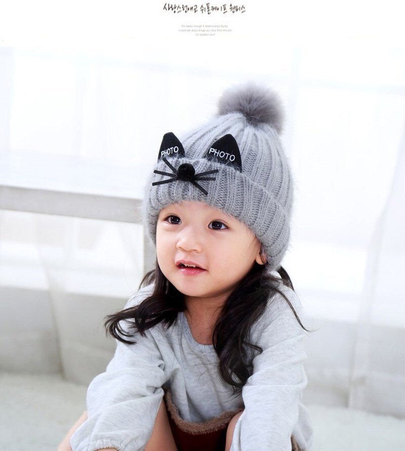 Children's Hat Autumn Winter Warm Thick Kids Hat 2-7 Year Old Children Hat with Velvet Knitting Wool Hat for Girls Boys