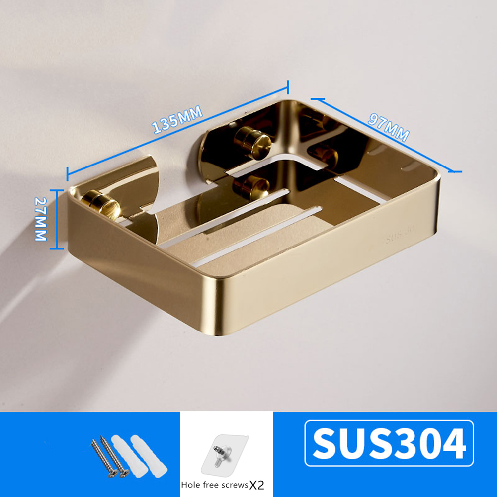 Edelstahl Seife Dish Bad Lagerung Seife Rack Platte Box Container Wand Storage Rack-Halter Seife Dish Halter: 593GOLG