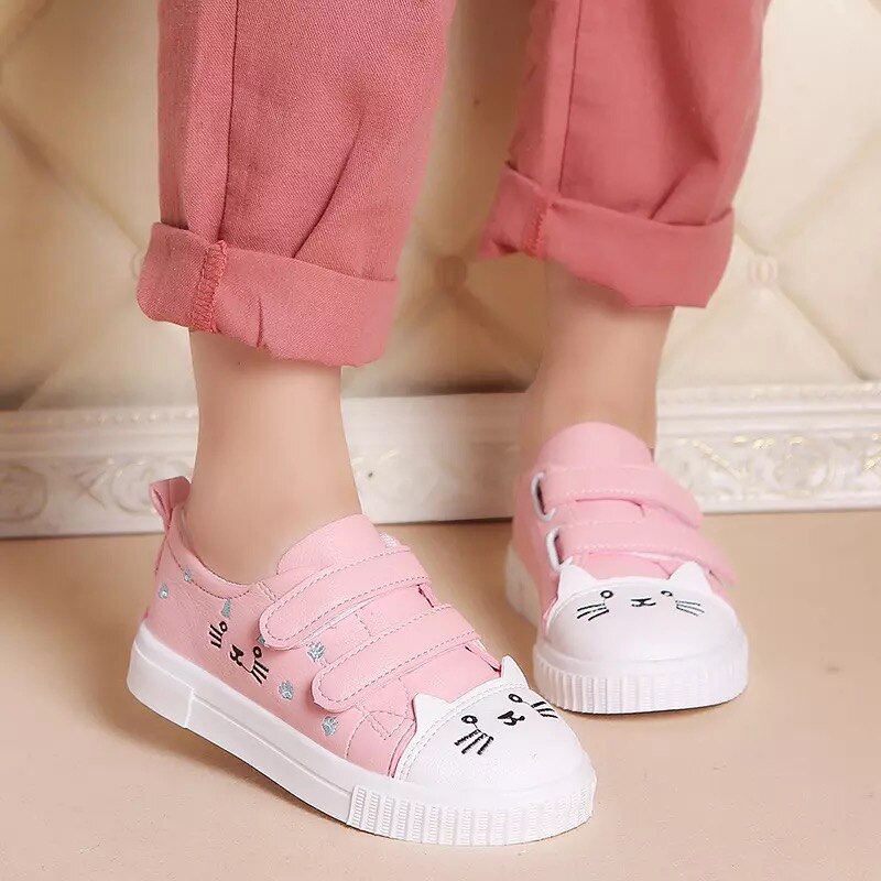 Jgshowkito Mode Meisjes Casual Schoenen Wit Skate Sneakers Voor Peuters Kids Kinderen Anti-Gleed Sport Schoenen Leuke Cartoon kat