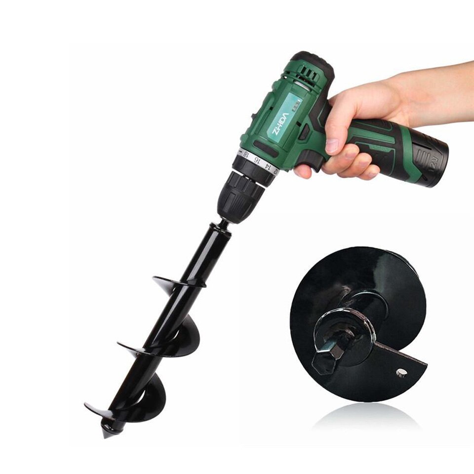 Carbon Steel Garden Auger Drill Bit Garden Auger Spiral Drill Bit Planter Bulb Planting Auger Drill for 3/8 Inch Hex Drive Drill