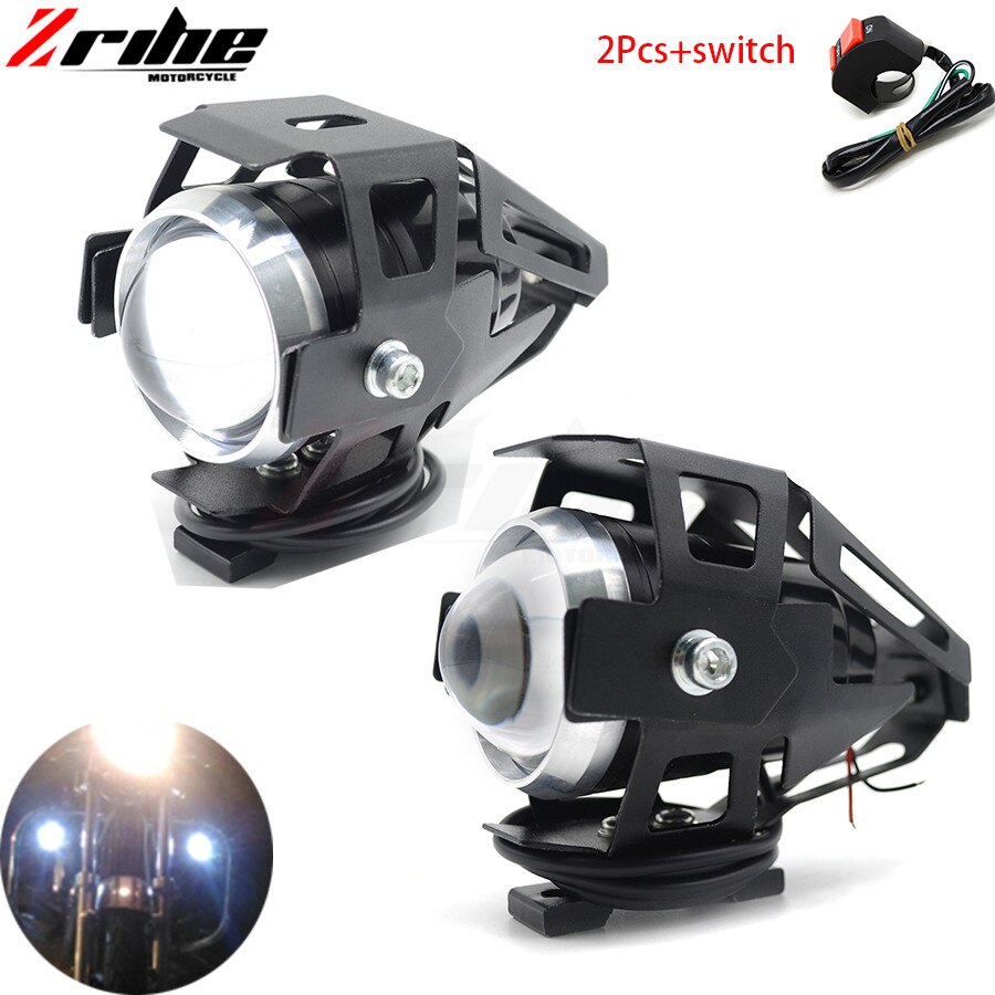 Voor 2 STKS 125 W motorfiets koplampen extra lamp U5 led motorbike spotlight accessoires 12 V moto DRL spot head lichten