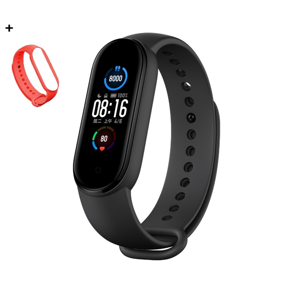 Newest Xiaomi Mi Band 5 Wristband 4 Color Heart Rate Fitness Tracker Bluetooth Sport Bracelet AMOLED Screen Miband 5: red