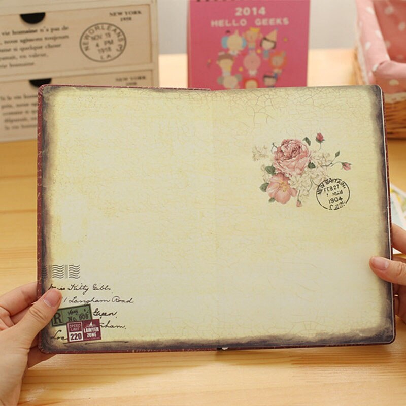 Retro pu blommigt läder fingeravtryck signatur gästbok fest träff logga in bok schema anteckningsbok skylt tillbehör aa