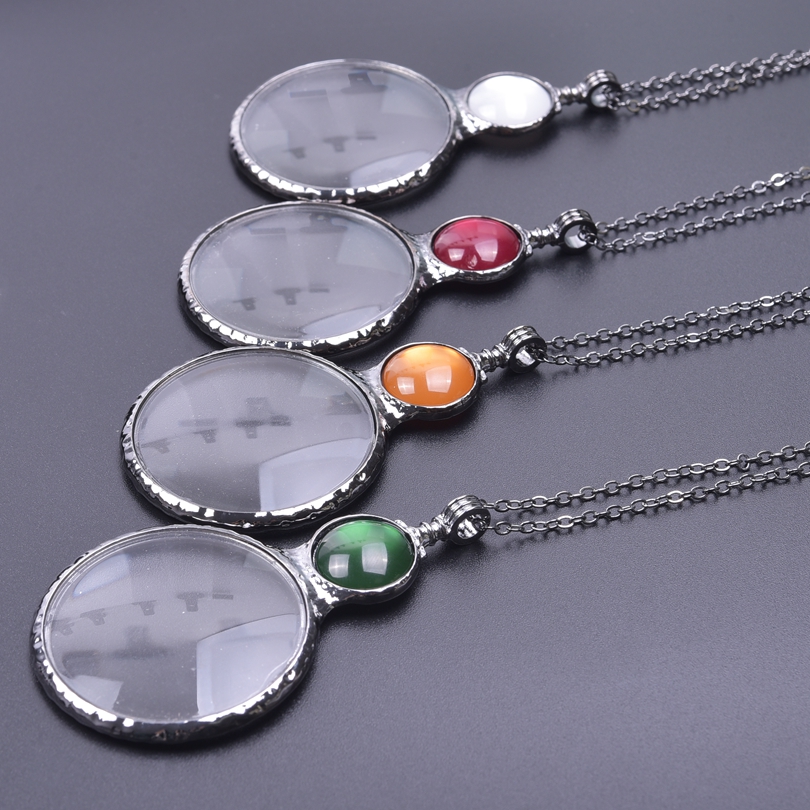 1Pc Diy Women Glass Reading Magnifying Necklaces Handmade Vintage Steampunk Portable Decorative Monocle Chain Collares Jewelry