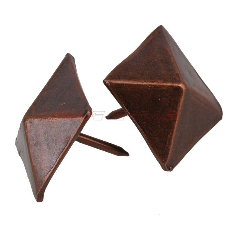 50 Uds. De clavos cónicos cuadrados antiguos de 19x21mm, clavos rojos, rojos, bronce, pasadores de viscosidad interior retro, herrajes para muebles