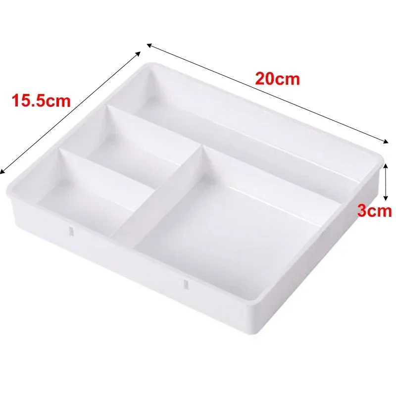 Organizador de cajones de escritorio, caja de almacenamiento de papelería para artículos diversos, contenedor, organizador de maquillaje y cosméticos, contenedor divisor de cajón para el hogar y la Oficina: BLANCO
